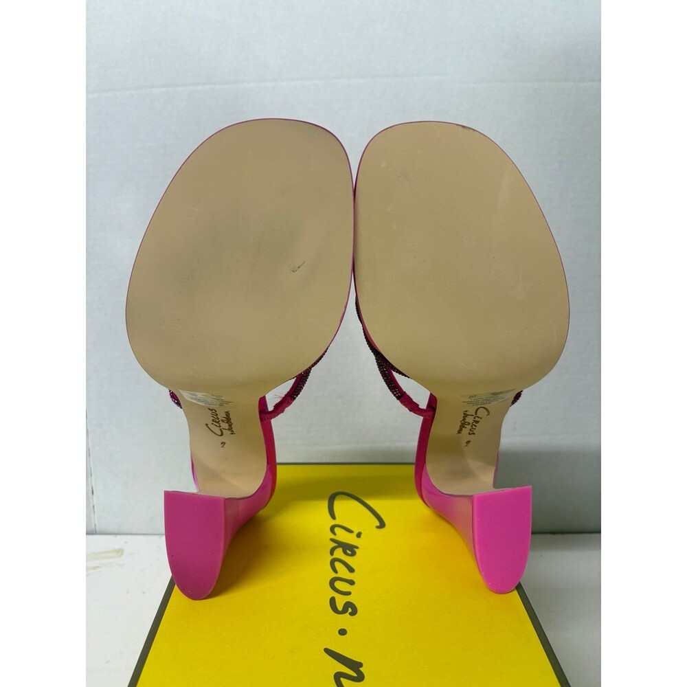 Circus NY Women's Heddie Embellished Mule Sandals in Pink Punch Block Heel Sz 9M - Picture 7 of 8
